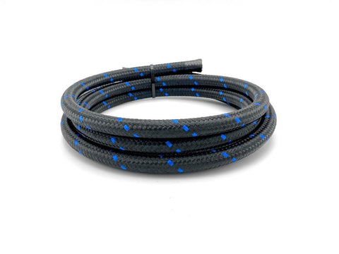 Braided Stainless-steel RUBBER Core Hose with Black&Blue Nylon Sleeve