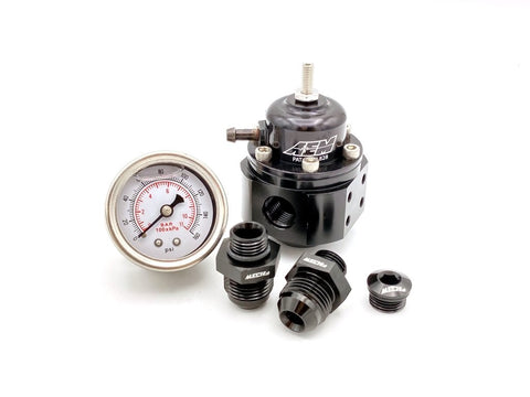 AEM 25-302BK Fuel Pressure Regulator (+Pressure Gauge and AN8 Fittings)
